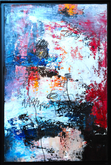 Painting titled "Reflets" by Michèle Klur, Original Artwork, Acrylic Mounted on Wood Stretcher frame