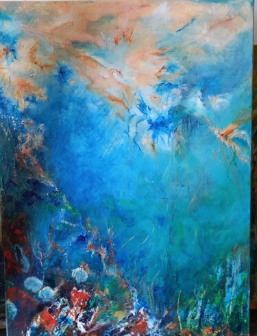 Painting titled "Profondeurs" by Michèle Labbre Cayla, Original Artwork, Oil