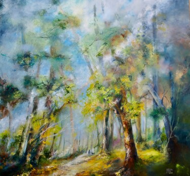 Schilderij getiteld "J'irai par la forêt" door Michèle Labbre Cayla, Origineel Kunstwerk, Olie