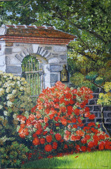 Картина под названием "Le Jardin d'Eden" - Michèle Moehring, Подлинное произведение искусства, Масло