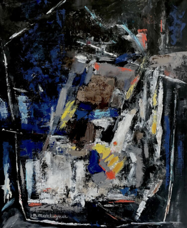 Schilderij getiteld "Nuit dans la ville" door Michèle Montagner, Origineel Kunstwerk, Acryl