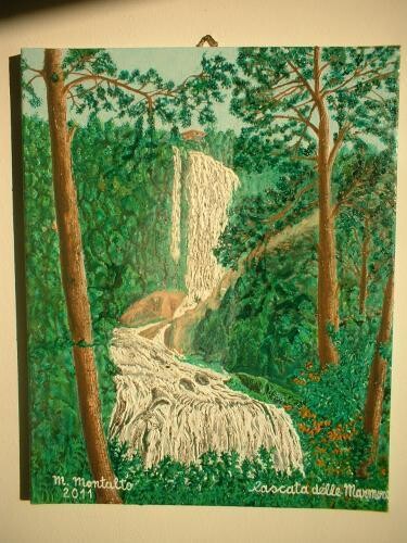 Painting titled "Cascata delle Marmo…" by Michele Montalto, Original Artwork, Other