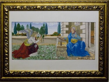 Pittura intitolato "Annunciazione di Le…" da Michele Montalto, Opera d'arte originale, Olio