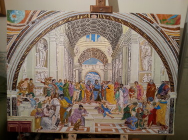Painting titled "La scuola di Atene…" by Michele Montalto, Original Artwork, Oil