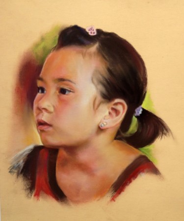 Painting titled "Série portraits d'e…" by Michèle Rais, Original Artwork, Pastel