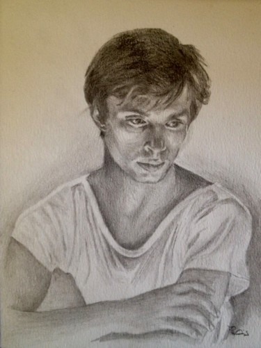 Drawing titled "Rudolf Noureev" by Michèle Rais, Original Artwork, Pencil