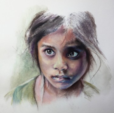 Painting titled "Série "Portraits d'…" by Michèle Rais, Original Artwork, Pastel