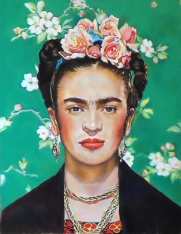 Painting titled "Frida" by Michèle Rais, Original Artwork, Pastel