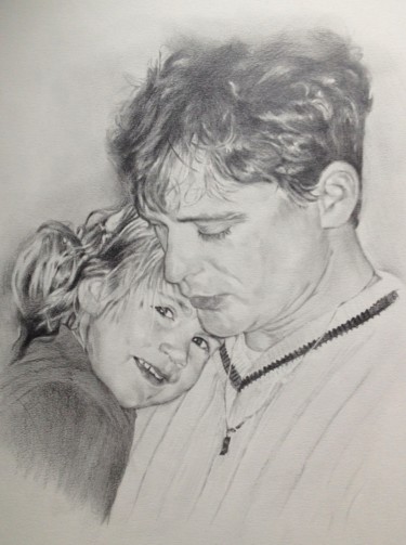 Drawing titled "Tendresse" by Michèle Rais, Original Artwork, Graphite