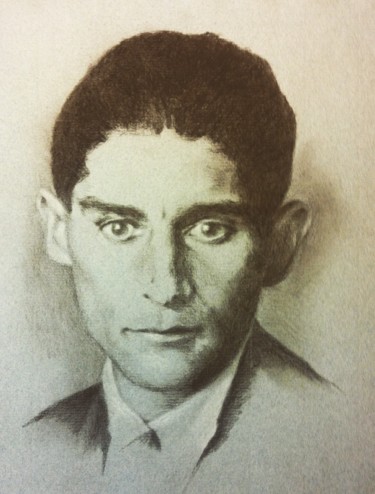 Рисунок под названием "Franz Kafka" - Michèle Rais, Подлинное произведение искусства, Карандаш