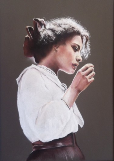 Peinture intitulée "Jeune fille" par Michèle Rais, Œuvre d'art originale, Pastel