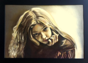 Peinture intitulée "Jeune rêveuse" par Michèle Rais, Œuvre d'art originale, Pastel
