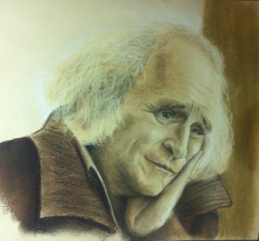 Painting titled "Léo Ferré" by Michèle Rais, Original Artwork, Pastel