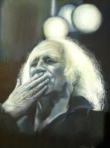 Schilderij getiteld "Léo Ferré" door Michèle Rais, Origineel Kunstwerk, Pastel