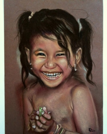 Peinture intitulée "Tout sourire" par Michèle Rais, Œuvre d'art originale, Pastel