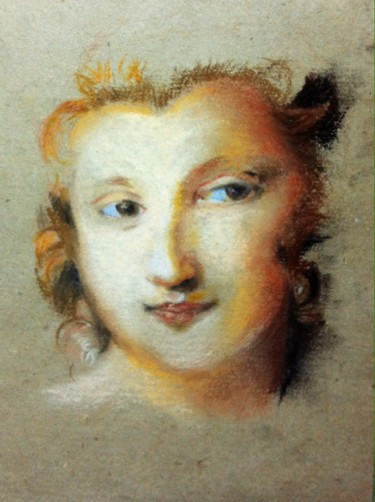 Peinture intitulée "D'après Carriera" par Michèle Rais, Œuvre d'art originale, Pastel
