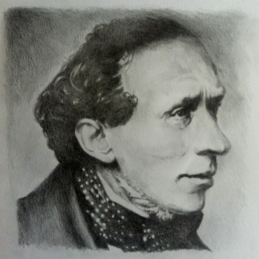 Dessin intitulée "Hans Christian Ande…" par Michèle Rais, Œuvre d'art originale, Graphite