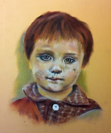 Painting titled "Petite réfugiée afg…" by Michèle Rais, Original Artwork, Pastel