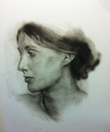 Painting titled "Virginia Woolf" by Michèle Rais, Original Artwork, Oil