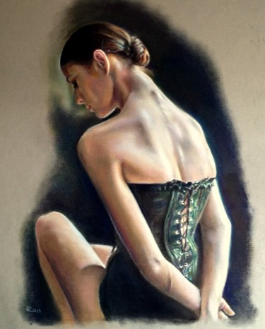 Painting titled "danseuse au corset…" by Michèle Rais, Original Artwork, Pastel