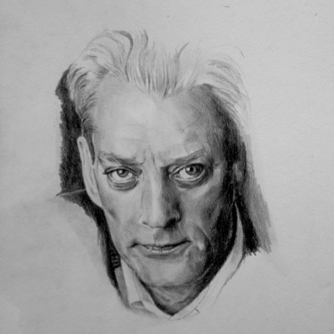 Drawing titled "Paul Auster" by Michèle Rais, Original Artwork, Graphite