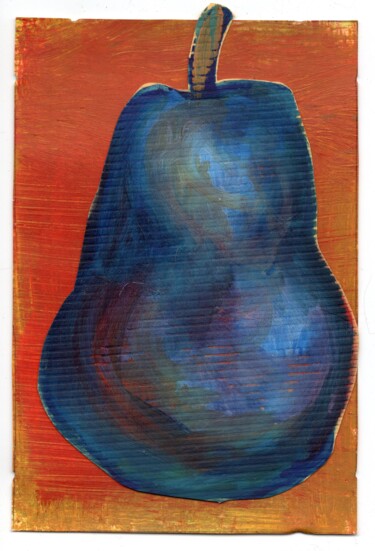 Painting titled "Blue Pear" by Michele Rene, Original Artwork, Acrylic