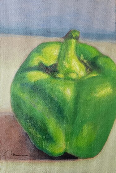 Painting titled "Green Pepper" by Michele Rene, Original Artwork, Acrylic