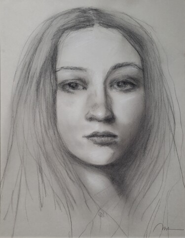 Drawing titled "Rose" by Michele Rene, Original Artwork, Charcoal
