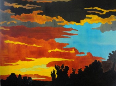 Painting titled "Lumières du soir" by Michèle Rousset, Original Artwork, Oil