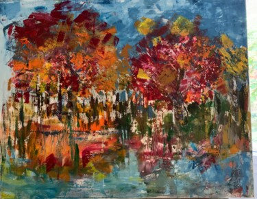 Painting titled "Automne" by Michele Sardain, Original Artwork, Oil