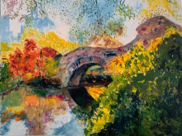 Painting titled "Central park" by Michele Sardain, Original Artwork, Oil