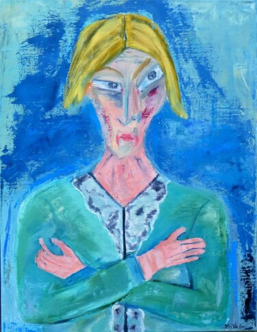 Peinture intitulée "En colère" par Michèle Van Goethem Villain (MiVaGo), Œuvre d'art originale, Huile Monté sur Châssis en b…