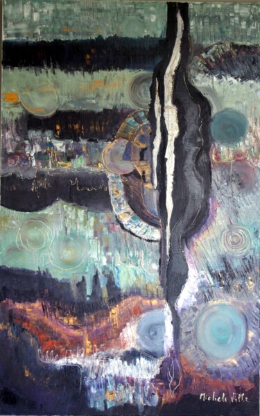 Картина под названием "Noir Gagnant" - Michèle Ville, Подлинное произведение искусства, Масло Установлен на Деревянная рама…