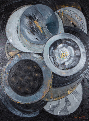 Картина под названием "Rondeur" - Michèle Ville, Подлинное произведение искусства, Масло Установлен на Деревянная рама для н…