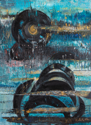 Картина под названием "Les Mots Bleus" - Michèle Ville, Подлинное произведение искусства, Масло Установлен на Деревянная рам…
