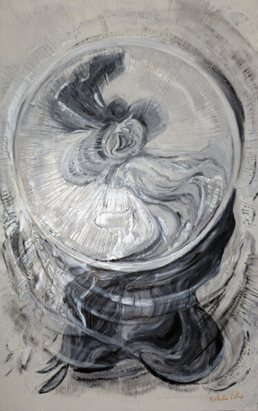 Malerei mit dem Titel "Double Jeu" von Michèle Ville, Original-Kunstwerk, Öl Auf Keilrahmen aus Holz montiert