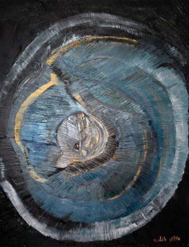 Картина под названием "Lointain" - Michèle Ville, Подлинное произведение искусства, Масло Установлен на Деревянная рама для…