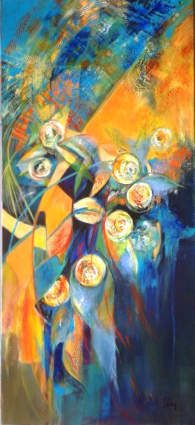 Painting titled "Bouquet stellaire" by Michèle Padoy, Original Artwork, Acrylic