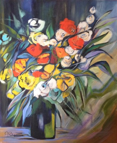 Painting titled "Bouquet Printanier" by Michèle Padoy, Original Artwork, Acrylic