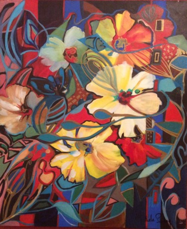 Peinture intitulée "Gardénias" par Michèle Padoy, Œuvre d'art originale, Acrylique