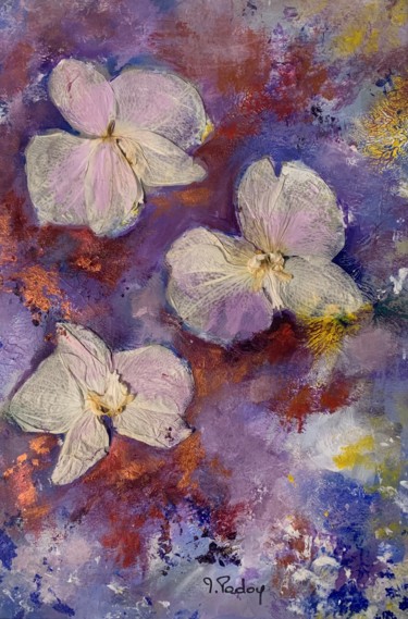 Painting titled "Phalaenopsis en amb…" by Michèle Padoy, Original Artwork, Acrylic Mounted on Glass