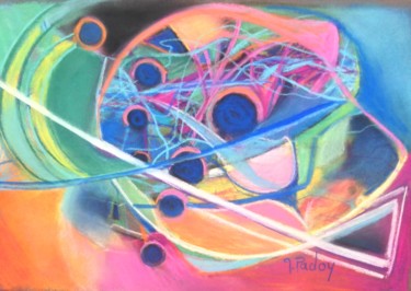 Painting titled "Cerebral connections" by Michèle Padoy, Original Artwork, Pastel Mounted on Cardboard