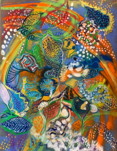 Painting titled "Tourbillon d’Automne" by Michèle Padoy, Original Artwork, Pastel Mounted on Cardboard