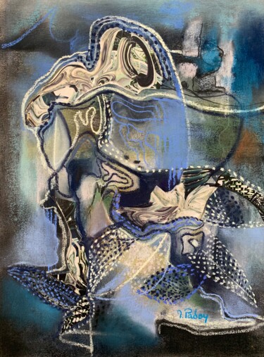 Peinture intitulée "Un Foulard s’envole" par Michèle Padoy, Œuvre d'art originale, Pastel Monté sur Verre