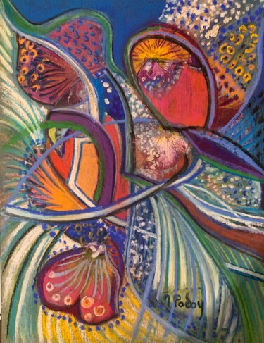 Painting titled "Volutes florales" by Michèle Padoy, Original Artwork, Pastel