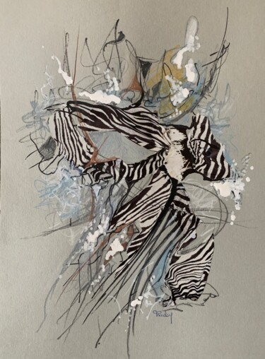 Painting titled "zebra" by Michèle Padoy, Original Artwork, Acrylic