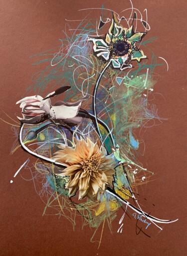 Pintura titulada "La danse des fleurs" por Michèle Padoy, Obra de arte original, Collages