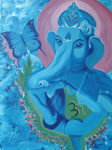 Painting titled "Ganeshas Yogini" by Michele Angelo Giocondo Ciotoli, Original Artwork, Acrylic