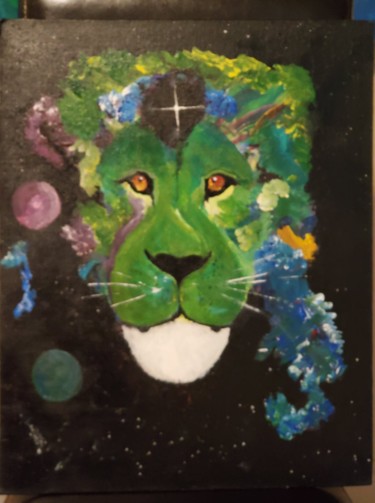 Painting titled "Cosmic Lion" by Michele Angelo Giocondo Ciotoli, Original Artwork, Acrylic