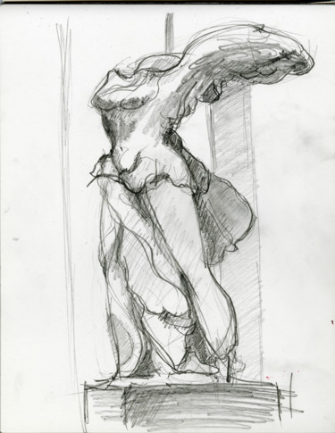 Dessin intitulée "victoire de Samothr…" par Michèle Dutruel-Dandelot, Œuvre d'art originale, Conté